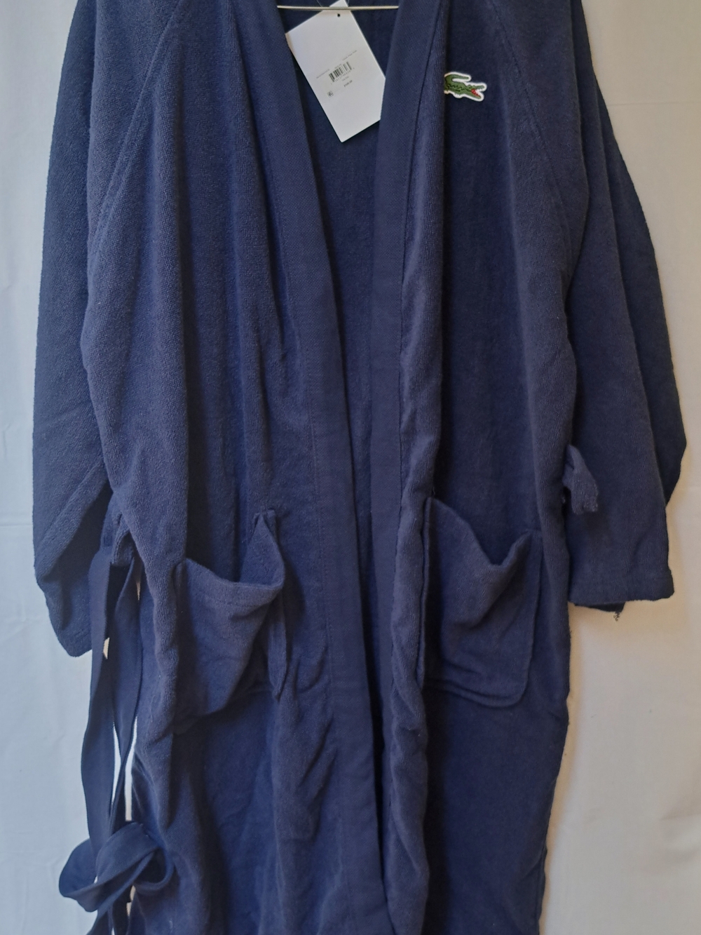 Lacoste Mens Classic Pique Robe Navy Blue Cotton Blend Bathrobe NWT Large - Picture 4 of 7